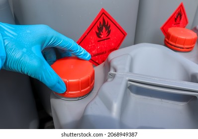 Open The Lid Of Hazardous Chemical Tanks Used In Industry And Laboratories