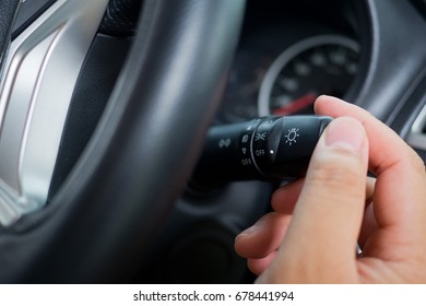 Open Light Car  Turn Signal With Hand. Control Light
