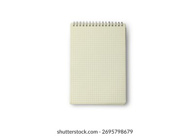 Open lined notebook with clipping path on white background.