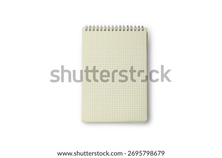 Open lined notebook with clipping path on white background.