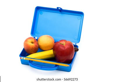 Open Lunch Box With A Bunch Of Fruit, Healthy School Lunch