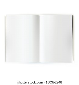 Open magazine double-page spread with blank pages. - Shutterstock ID 130362248
