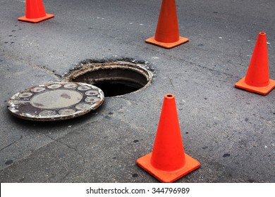 open manhole and repair of roads