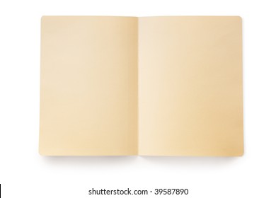 Open Manila Folder, Casting Shadow Over White.  Clipping Path Included.