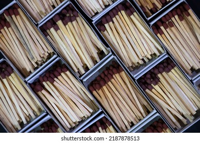 Open Match Boxes With Sticks Textured Background 