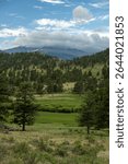 Open Meadow Below A Clouded In View Of Longs Peak in Rocky Mountain National Park