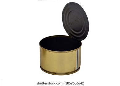 Open Metal Can For Canned Food Isolated On A White Background. Universal Container For Canning.