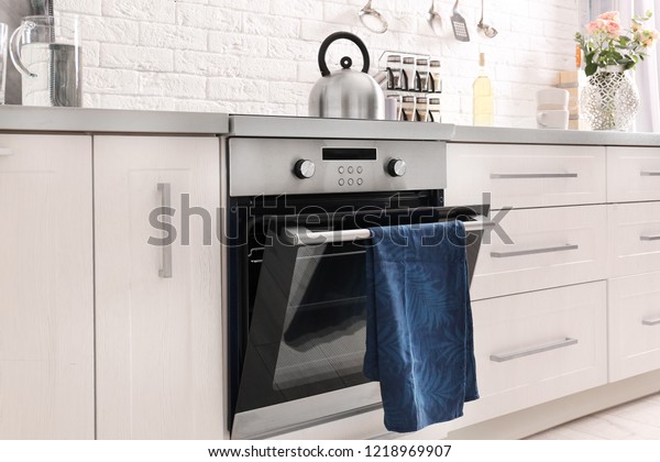 Open Modern Oven Built Kitchen Furniture Stock Photo Edit Now