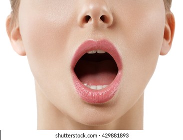 Open mouth woman close up - Shutterstock ID 429881893