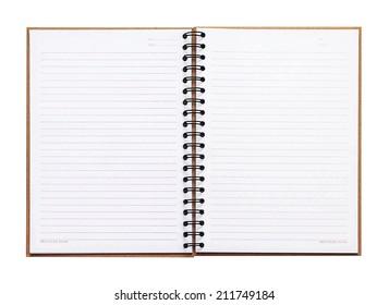 Open Note Book On White Background, Clipping Path.