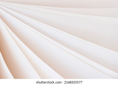 Open Notebook, Light Paper Close-up, End View. Edges Of Open Paper Book Sheets Close-up. Abstract Natural Background