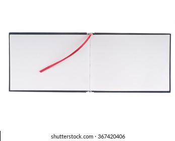 Open notebook on white background