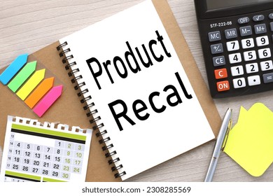 open notebook with a spring. text on the page Product Recall - Shutterstock ID 2308285569