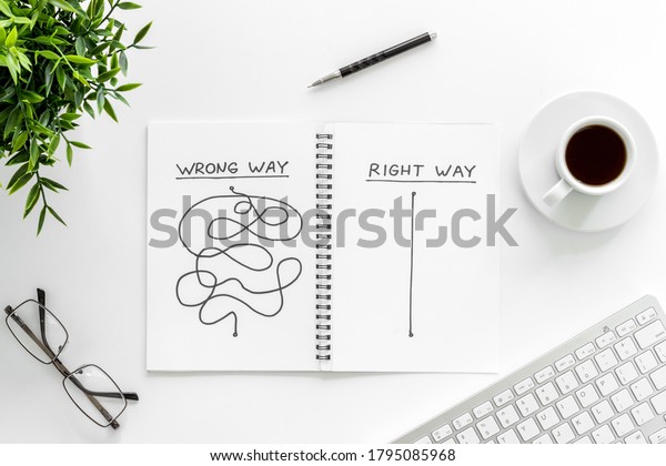 Open Notepad Concept Right Wrong Strategy Stock Photo 1795085968 ...