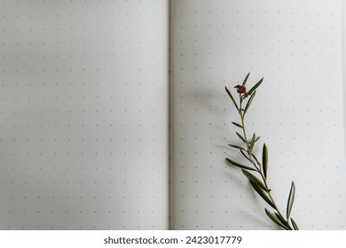 open notepad with flower close up