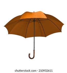 Open Orange Umbrella Isolated On White Background 