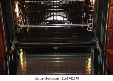 Open Oven Door Close-up. Interior Items