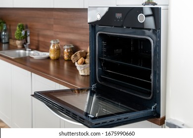 
Open Oven On White Rustic Kitchen