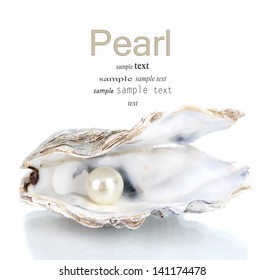 Open Oyster With Pearl Isolated On White