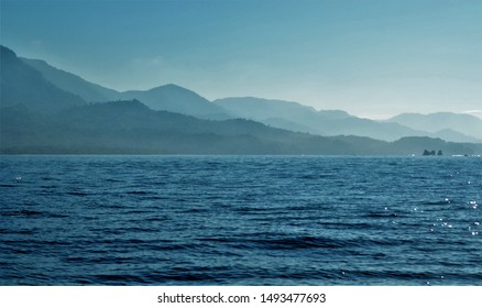 Open Pacific Ocean With Mountains Of Costa Rica In Background