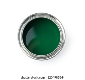 Open Paint Can On White Background, Top View