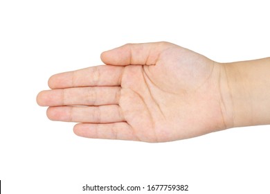 Open Palm Of A Child On A White Background