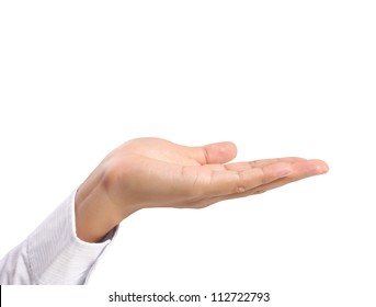 Open palm hand gesture of male hand
