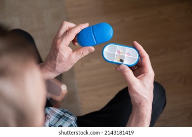 Open Pill Box And Open Boxes With Pills Or Vitamins. Pill-box For Senior Patient