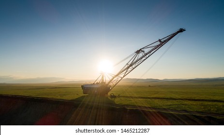 Open Pit Coal Mining Big Excavator Silhouette