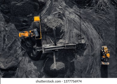 Open pit mine, extractive industry for coal, top view aerial drone. - Shutterstock ID 1377756974
