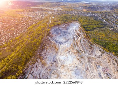 Open pit mining and processing plant for crushed stone
