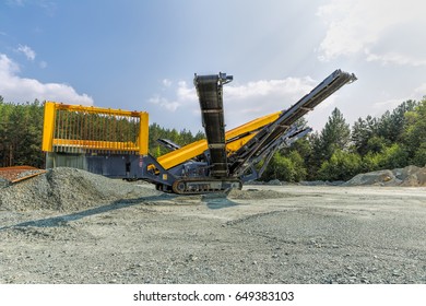 Open pit mining and processing plant for crushed stone, sand and gravel to be used in the roads and construction industry
