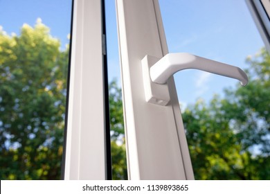 Open Plastic Vinyl Window On A Background Blue Sky