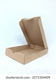 with an open position and looking tilted a Brown Box or brown box for wrapping goods.