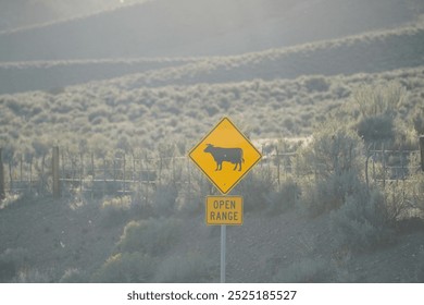 Open Range road sign in the Nevada desert just before sunset. - Powered by Shutterstock