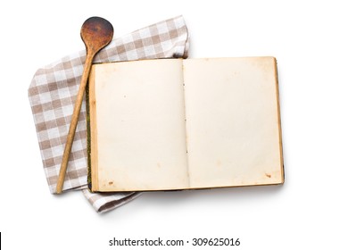 Open Recipe Book On White Background