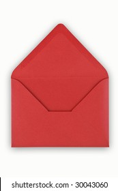 Open Red Envelope On White Background, Clipping Path Excludes The Shadow.