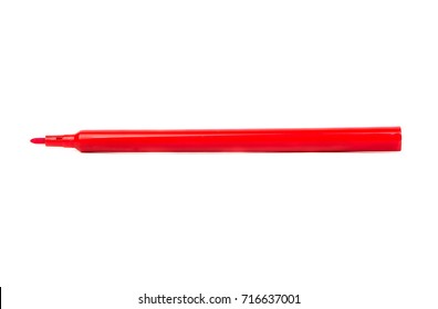 Open Red Felt Tip Pen Isolated On White Background