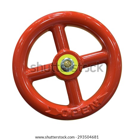 Open red gate valve isolated on the white background. This has clipping path.