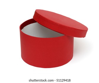 Open Red Round Box Isolated On White