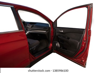 Open Red SUV Car Passenger Door Isolated On White Background