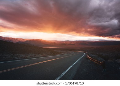 Open Road Out into the middle of nowhere overlooking death valley national park in California
