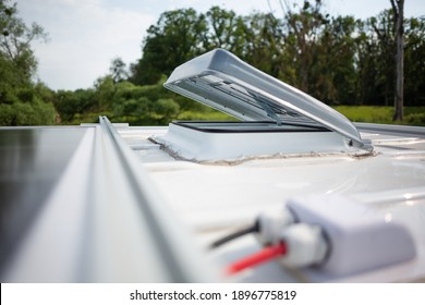 Open Roof Hatch On A Camper Van