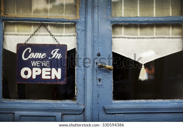 Open Sign On Door Old French Stock Photo Edit Now 330594386