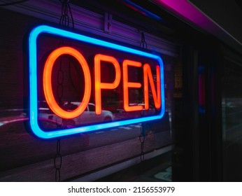 Open signage Neon Sign Light Shop Bar Restaurant Business store front - Powered by Shutterstock