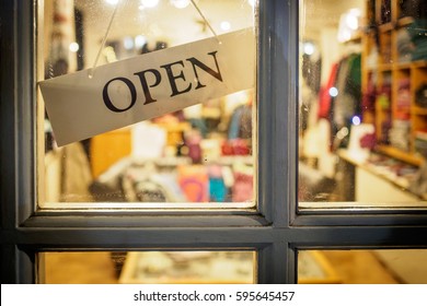 Open Signboard On Shop Door