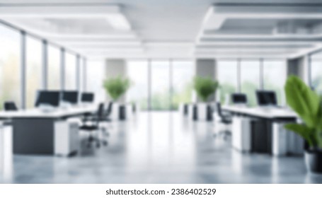 The open space office is empty and dim. Abstract light effect on office interior background for design. - Shutterstock ID 2386402529