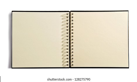 Open Spiral Bound Agenda Book With Blank Unlined Pages For Your Notes Or Schedule On A White Background