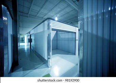 Open Storage Unit. Climate Controlled Modern Storage Warehouse - Storage Facility Interior. Unit For Rent-Lease. Business Photo Collection