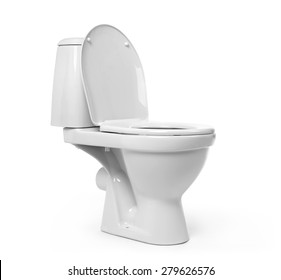 Open toilet bowl isolated on white background. File contains a path to isolation.